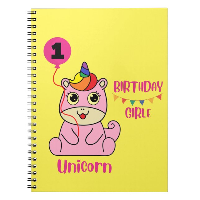 unicorn girl birthday notizblock (Vorderseite)