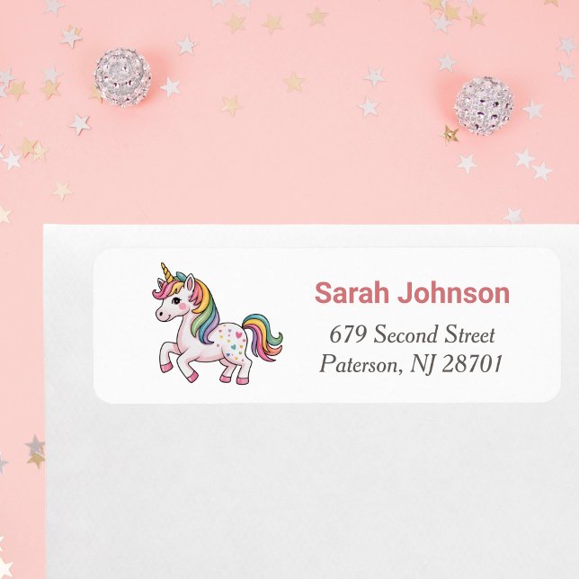 Unicorn Girl Birthday Party Return Address (Von Creator hochgeladen)