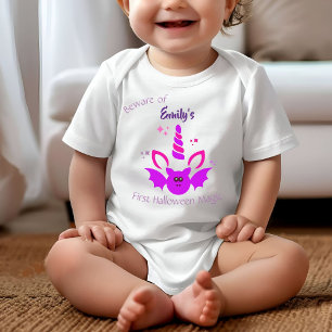 Unicorn Girl First Halloween Personalisiert Baby Strampler