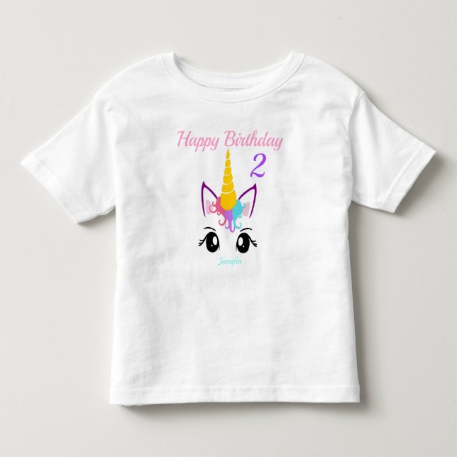 Unicorn Girls Anniversaire T-shirt Personnaliser l (Devant)