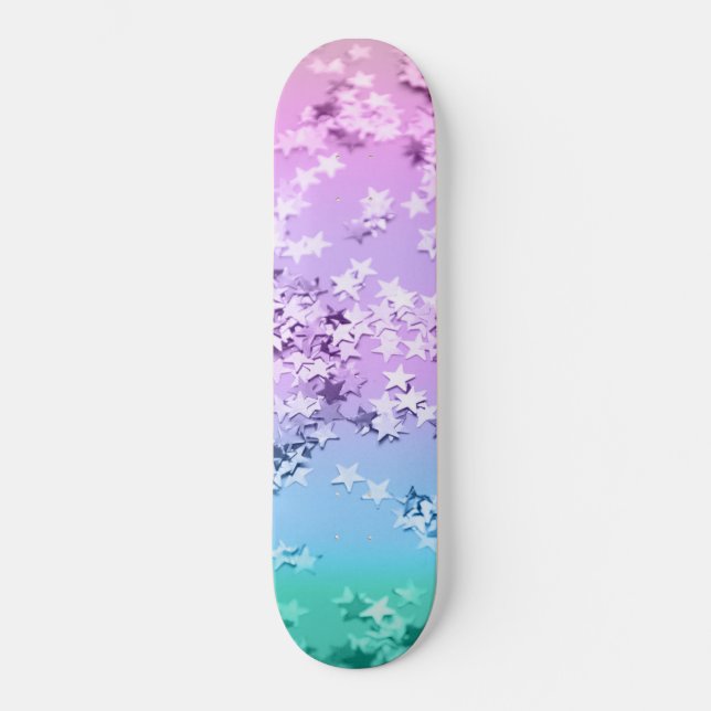 Unicorn Girls Glitzer Stars #1 #shiny Skateboard (Vorderseite)