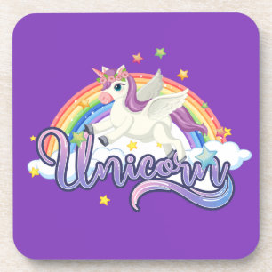 Unicorn Girly für ihre Mädchen Regenbogen Getränkeuntersetzer
