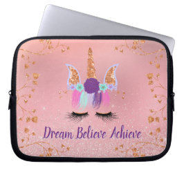 Unicorn Girly Pink Traum glauben erreichen Laptopschutzhülle