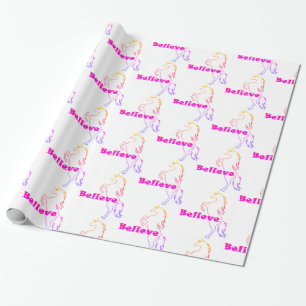 Unicorn Glaube Design - glänzendes Papier, 30 Geschenkpapier