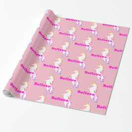 Unicorn glaube Design - glänzendes Umschlagpapier, Geschenkpapier