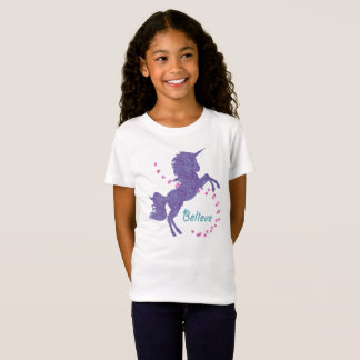 Unicorn glauben, Lila rosa Imitate Glitzer-Effekt T-Shirt