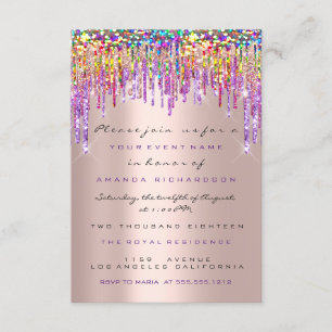 Unicorn Glitzer Tropfen Rose Gold Bridal Sweet 16. Einladung