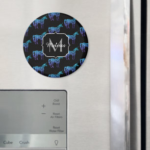 Unicorn Glitzern Aqua-blaues Omermuster Monogram Magnet