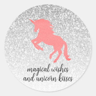 Unicorn Glitzern Happy Birthday Party Runder Aufkleber