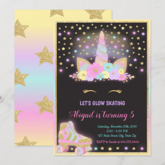Unicorn Glow Roller Skaten Invasion, Unicorn Einladung