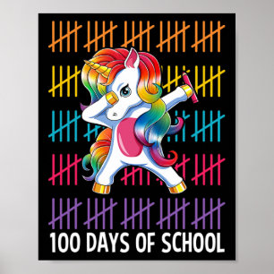 Unicorn glücklich 100 Tage der Schule Mädchen Gesc Poster