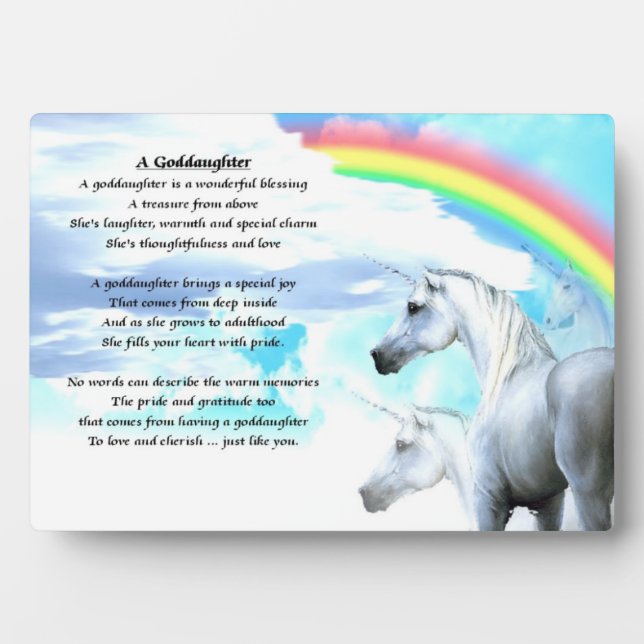 Unicorn Godtochter Gedicht Plakat Fotoplatte (Vorderseite)