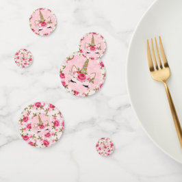 Unicorn Gold Pink Floral Rose Geburtstagsparty Konfetti