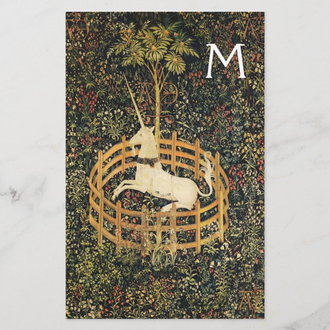 UNICORN,GOTHISCHE FANTASIE-BLUME,FLORALISCHER Mont Briefpapier (Vorderseite)