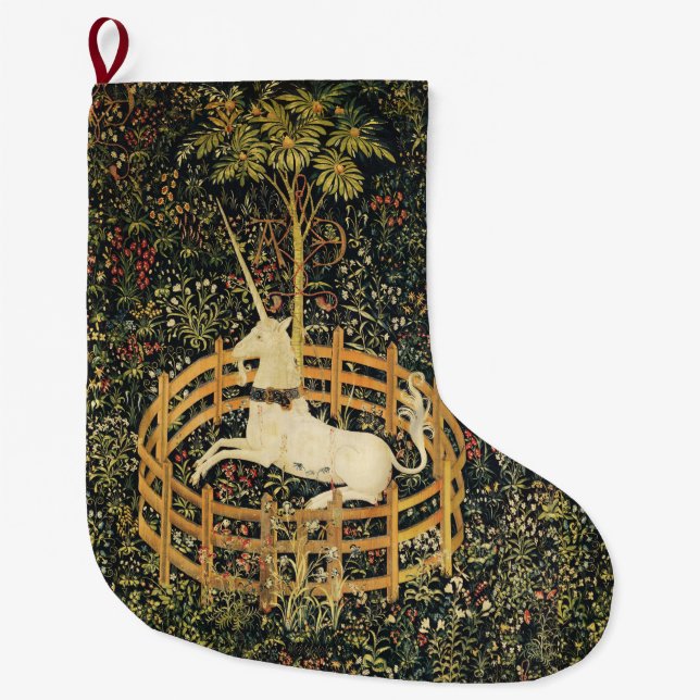 UNICORN-GOTISCHE FANTASIE-BLUMEN, BLUMENmotive Großer Weihnachtsstrumpf (Vorderseite)
