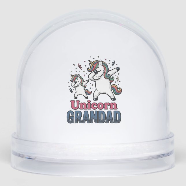 Unicorn Grandad Vintage Engraving Shirt Design_1 Schneekugeln (Vorderseite)