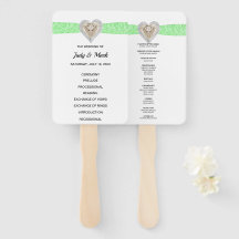 Unicorn Green Lace Wedding Program Fans