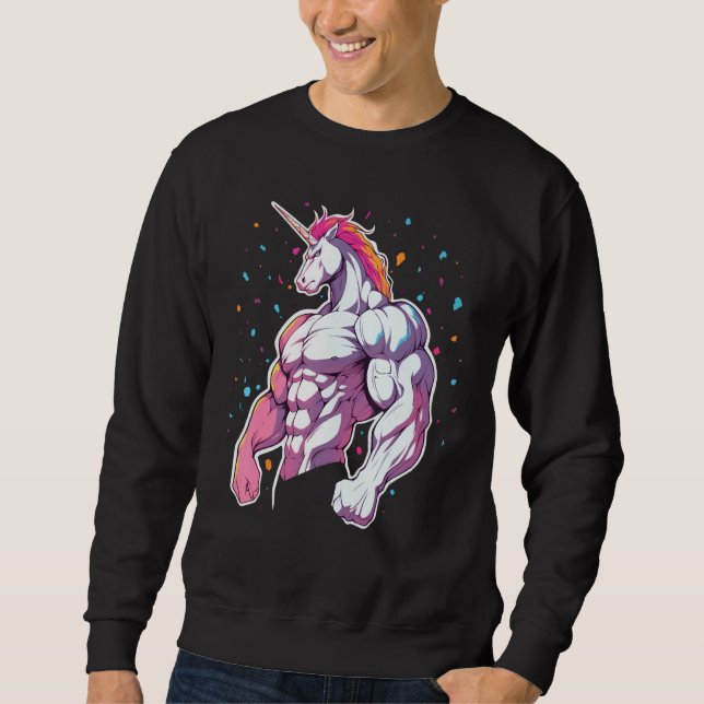 Unicorn Gym Fitness Workout Powerlifter Muskel Sweatshirt (Vorderseite)