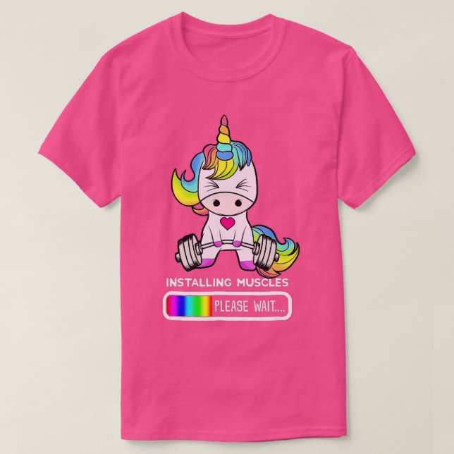 Unicorn Gym Installation Muskeln Unicorn Weightlif T-Shirt (Design vorne)