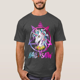 Unicorn Hail Satan Death Metal Rainbow Rave Männe T-Shirt