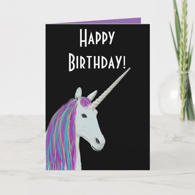Unicorn Happy Birthday Card Karte (Vorderseite)