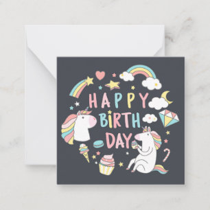 Unicorn Happy Birthday Mitteilungskarte