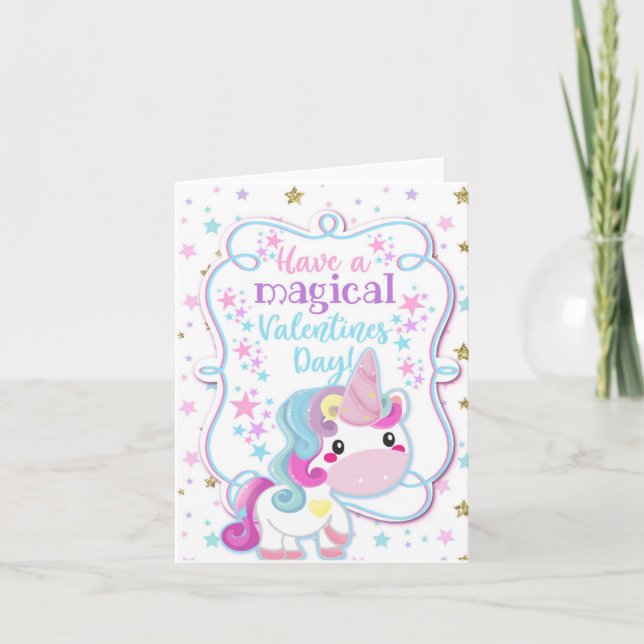 Unicorn Have a Magical Valentines Day Kids Karte (Vorderseite)