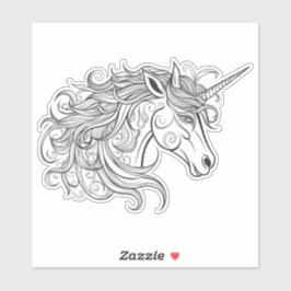Unicorn Head Zeichnend klein Aufkleber