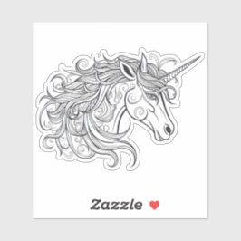 Unicorn Head Zeichnend klein Aufkleber
