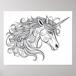 Unicorn Head Zeichnend klein Poster