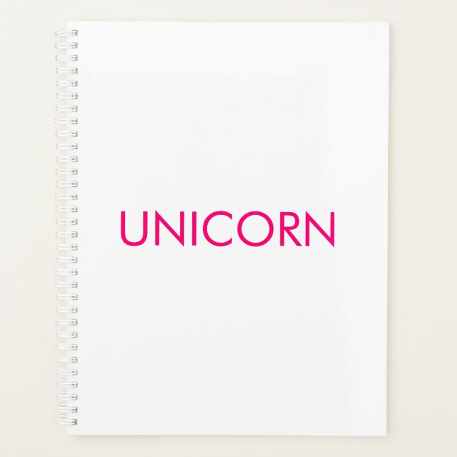 Unicorn, heiß rosa und weiß minimalistischer Brauc Planer (Vorderseite)