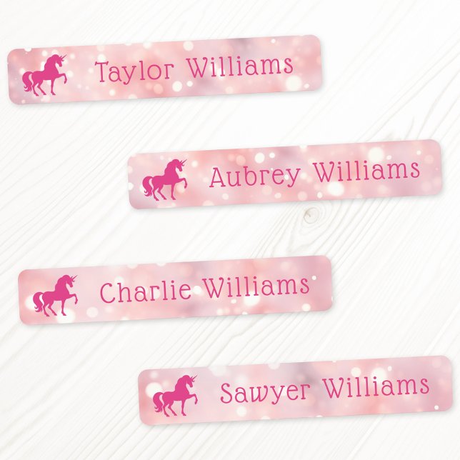 Unicorn hellrosa ätherischer Buh wasserfester Name Etiketten (Unicorn light pink ethereal bokeh waterproof name labels)