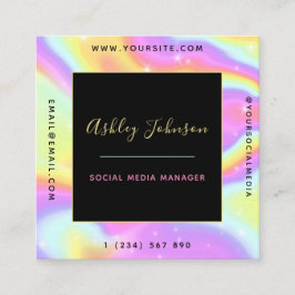 Unicorn Holographic Funkelnd Social Media Manager Quadratische Visitenkarte