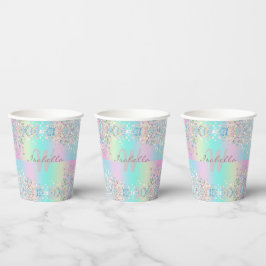 Unicorn Holographic Glitzer Pappbecher