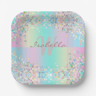 Unicorn Holographic Glitzer Pappteller