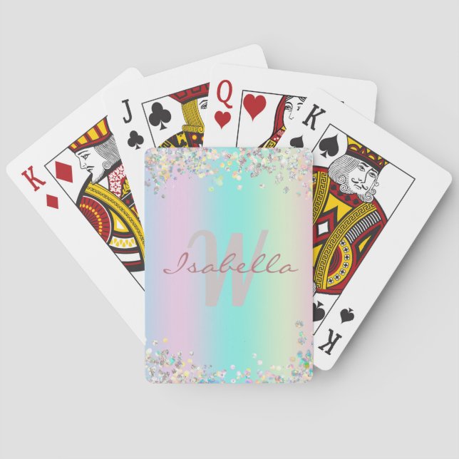 Unicorn Holographic Glitzer Spielkarten (Rückseite)