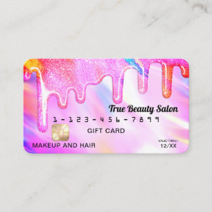 Unicorn Holographic Glitzer Tropfen Gift Credit Visitenkarte