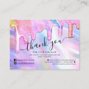 Unicorn Holographic Glitzer Vielen Dank Visitenkarte
