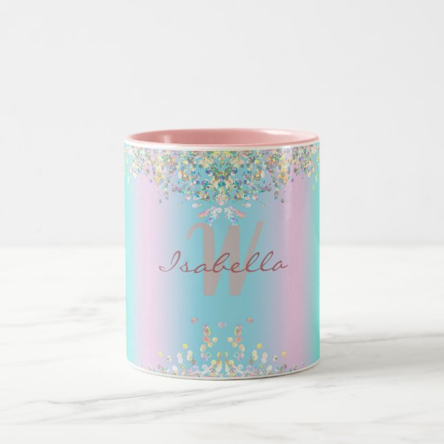 Unicorn Holographic Glitzer Zweifarbige Tasse (Mittel)
