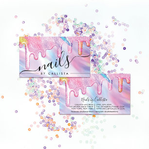 Unicorn Holographic Thick Glitzer Tropfens Nails Visitenkarte