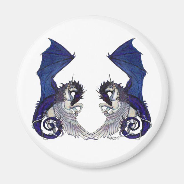 Unicorn Horse Pony Fantasy Dragon Wedding Liebhabe Magnet (Vorne)