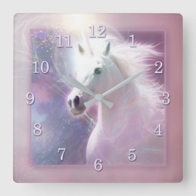 Unicorn Horse SHAFIRE Quadratische Wanduhr (Vorderseite)