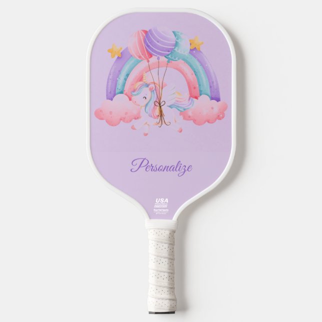 Unicorn Hübsch Pastel Rainbow Balloon Offiziell US Pickleball Schläger (Vorderseite)