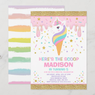 Unicorn Ice Cream Invitation Magic Ice Cream Party