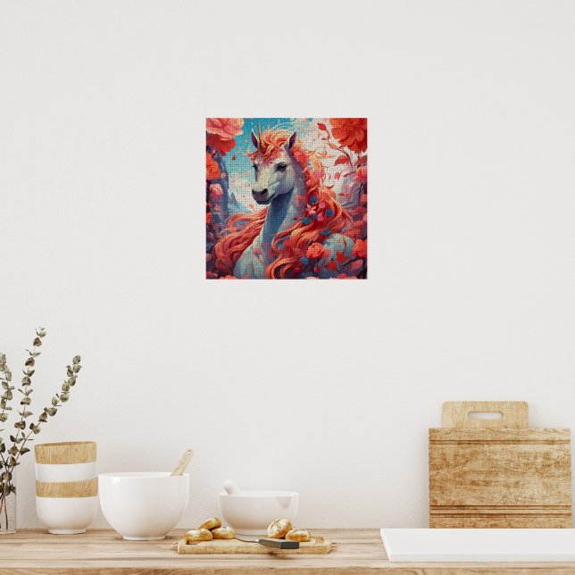 Unicorn in Blossom Garden Poster (Küche)