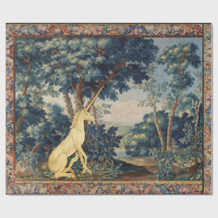 UNICORN IN HOLZLANDSCHAFT,BÄUME,GREENERIE GESCHENKPAPIER