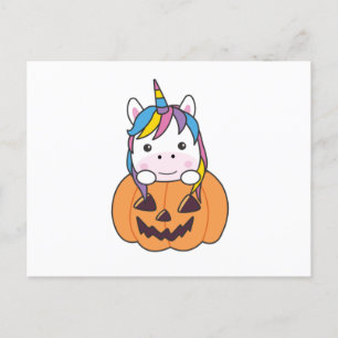 Unicorn in Pumpkin Niedliche Einhörner Frohe Hallo Postkarte