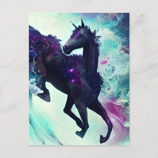 Unicorn innerhalb der Galaxy Postkarte (Vorderseite)
