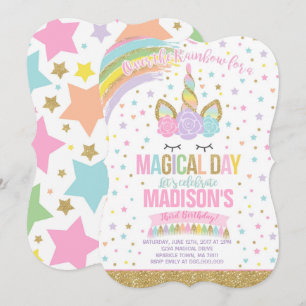 Unicorn Invitation Anniversaire Pink Gold Unicorn