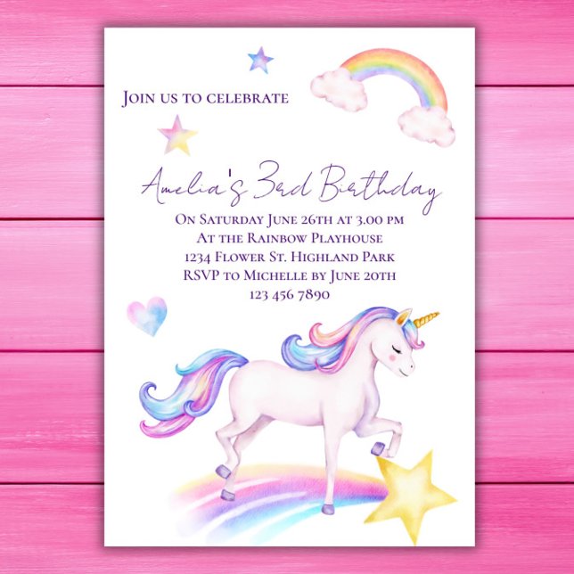 Unicorn Invitation Anniversaire Unicorn Anniversai (Créateur téléchargé)